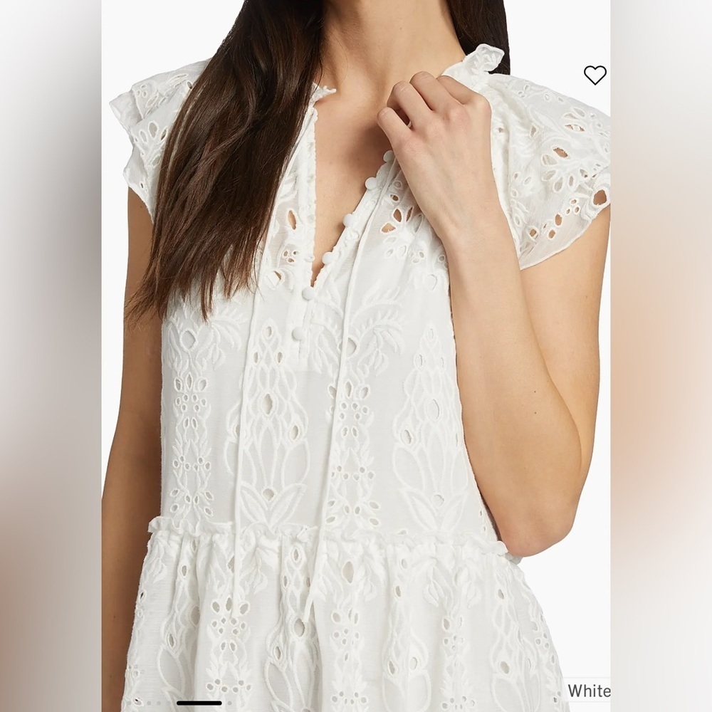 Generation Love Mirabelle Embroidered White Eyelet Ruffle Dress - Picture 2 of 8